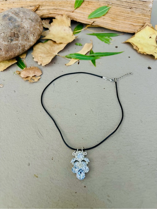 Jewelry - Sparkling Clear Crystal Pendant Necklace - Black Cord